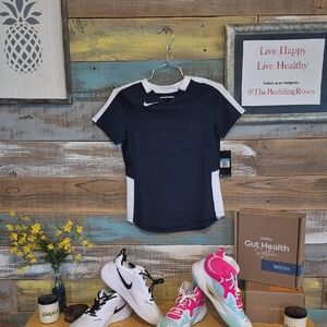 Nike Navy and White Short Sleeve Tee